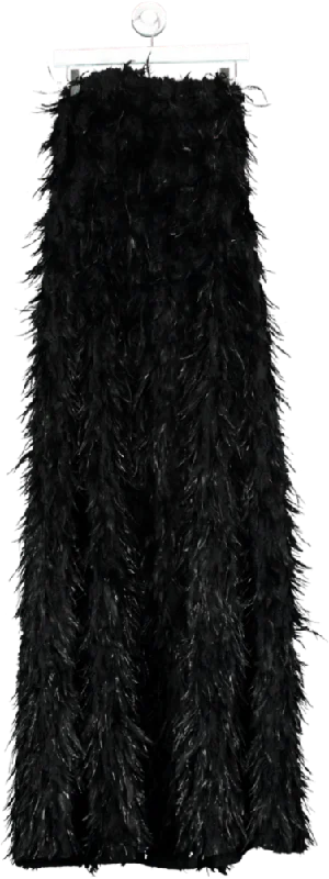 angelokatsapis Black Strapless Feathered Maxi Dress UK 12