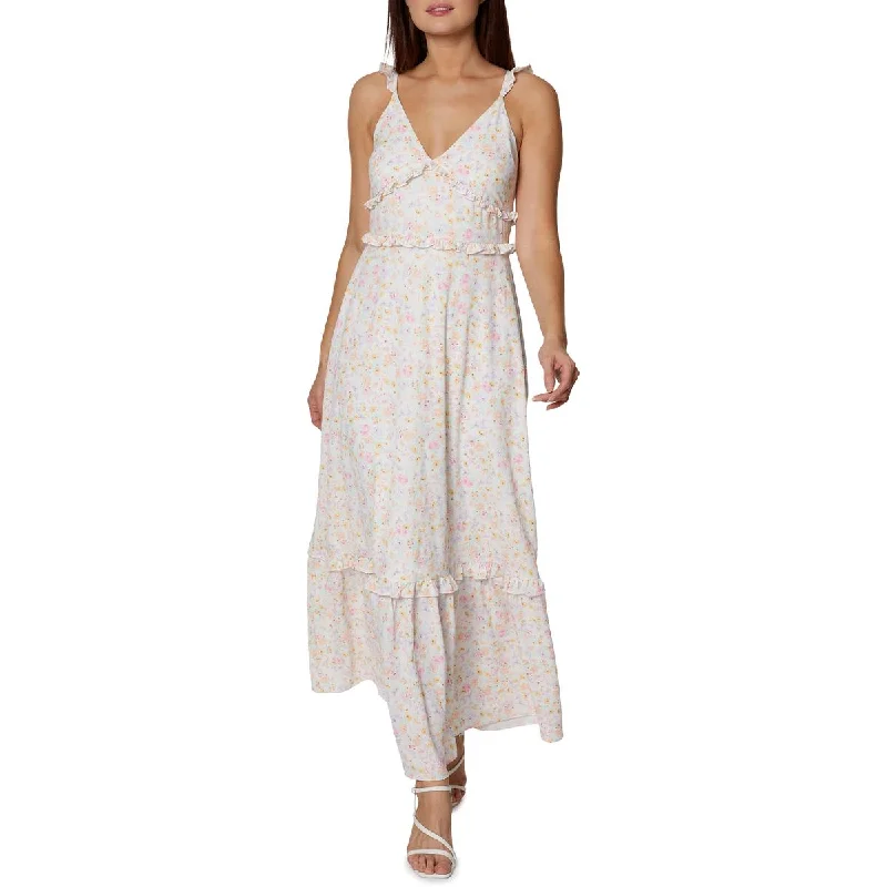 BCBGeneration Womens Floral Ruffled Maxi Dress