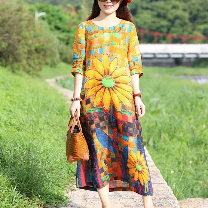 Boutique Yellow Linen Dresses Oversize Prints Cotton Maxi Dress Boutique O Neck Traveling Dress Cozy Knitted Maxi Dress Boutique Yellow Linen Dresses Oversize Prints Cotton Maxi Dress Boutique O Neck Traveling Dress Cozy Knitted Maxi Dress