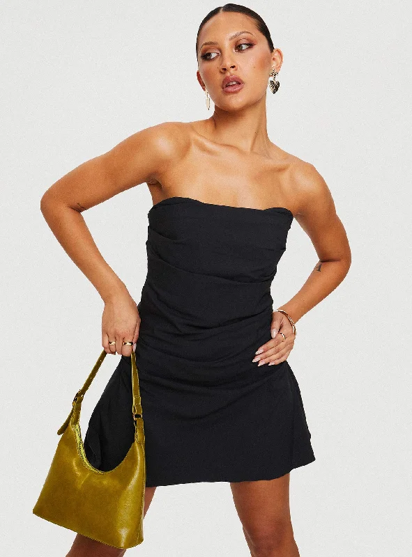 Bradwell Strapless Mini Dress Black Elegant Vintage Mini Dress