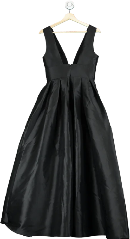 Coast Black Structured Deep V Full Maxi Dress UK 8