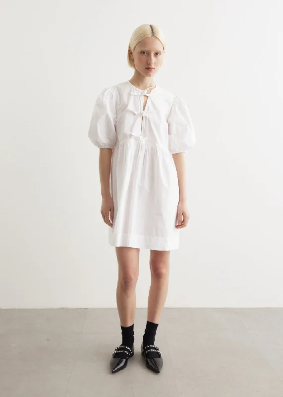 Cotton Poplin Tie String Mini Dress