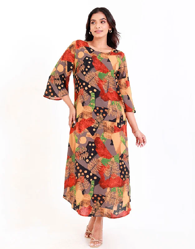 Curved Elegance Printed Midi Dress