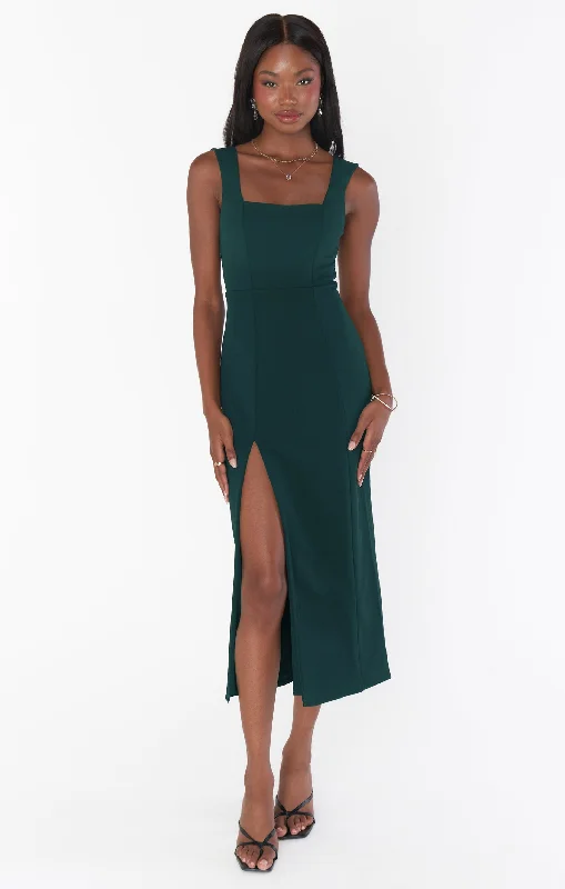 Eden Midi Dress ~ Emerald Stretch