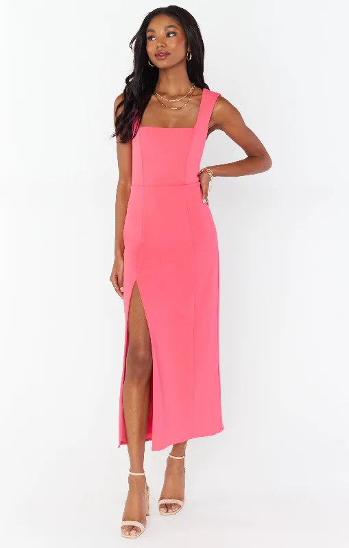 Eden Midi Dress ~ Flamingo Pink Stretch