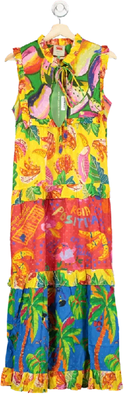 Farm Rio Multicoloured Mixed Prints Tiered Maxi Dress XS