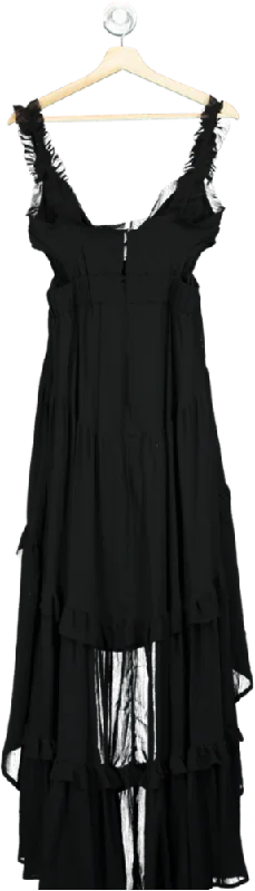 Fashion Nova Black Asymmetric Maxi Dress UK S