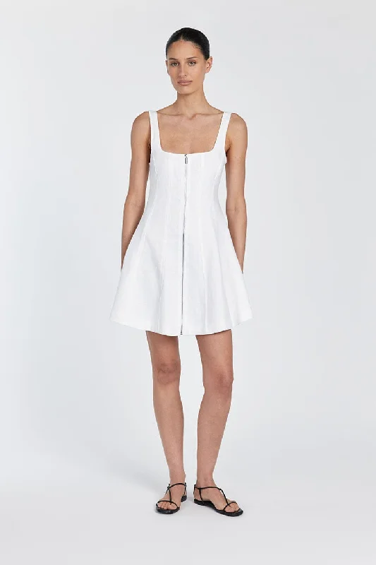 HARRIET WHITE LINEN MINI DRESS