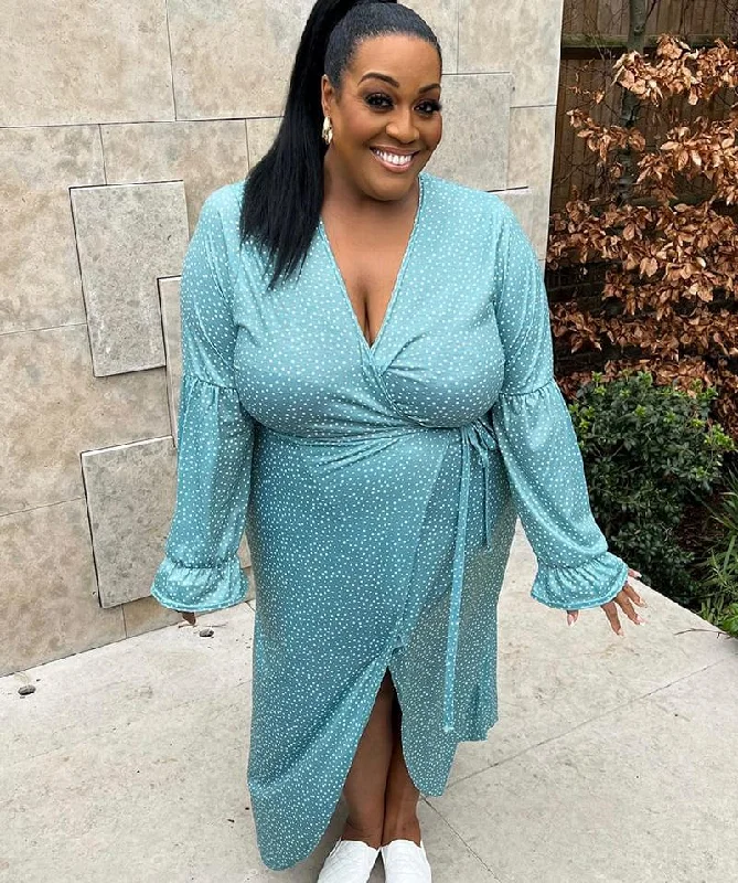 In The Style Green Alison Hammond Sage Polka Dot Print Long Sleeve Maxi Dress UK 28 Comfortable Long-Sleeve Maxi Dress In The Style Green Alison Hammond Sage Polka Dot Print Long Sleeve Maxi Dress UK 28 Comfortable Long-Sleeve Maxi Dress