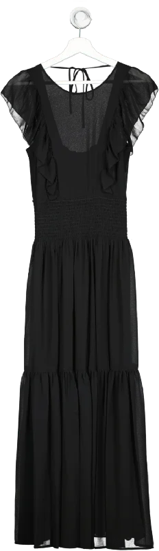 Michael Kors Black Georgette ruffle Maxi Dress UK XS