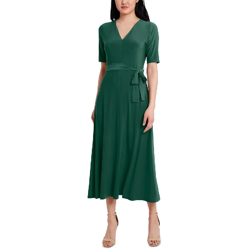 Chaus Womens V-Neck Midi Maxi Dress