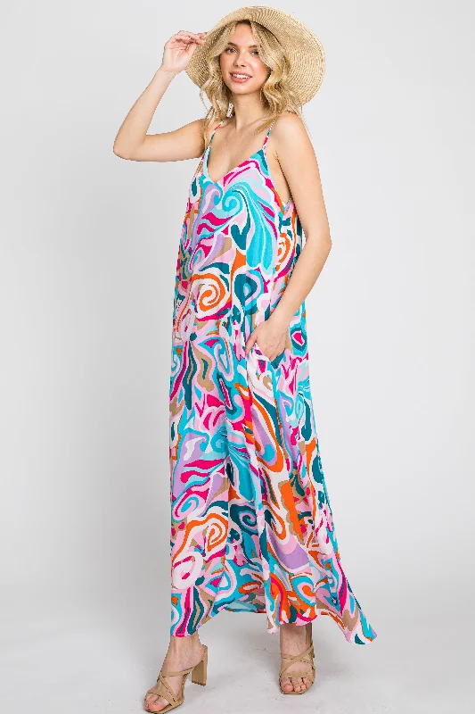 Multi-Color Sleeveless V-Neck Maxi Dress Trendy Maxi Dress with Lace