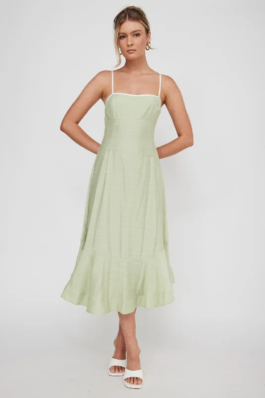 Noni Cami Strap Swing Midi Dress Pistachio