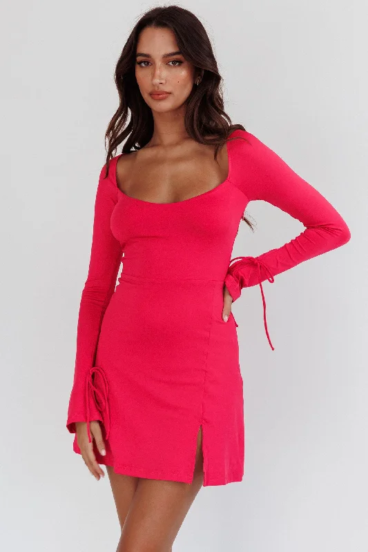 Safe Keeping Long Sleeve Mini Dress Hot Pink