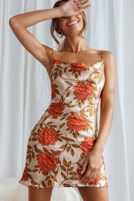Show Me Love Cowl Neck Mini Dress Red Flower Print Beige Comfortable Polka Dot Mini Dress Show Me Love Cowl Neck Mini Dress Red Flower Print Beige Comfortable Polka Dot Mini Dress