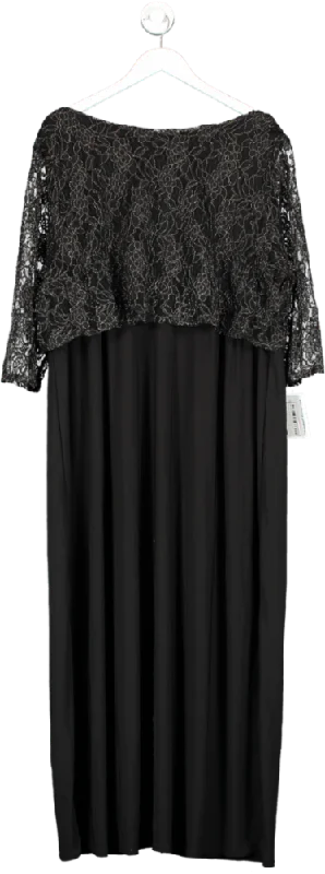 SimplyBe Black Lace Top Maxi Dress UK 26-28 Comfortable Fitted Maxi Dress