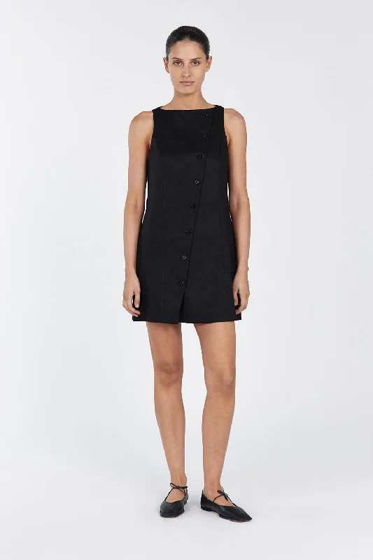 TOMMY BLACK LINEN MINI DRESS