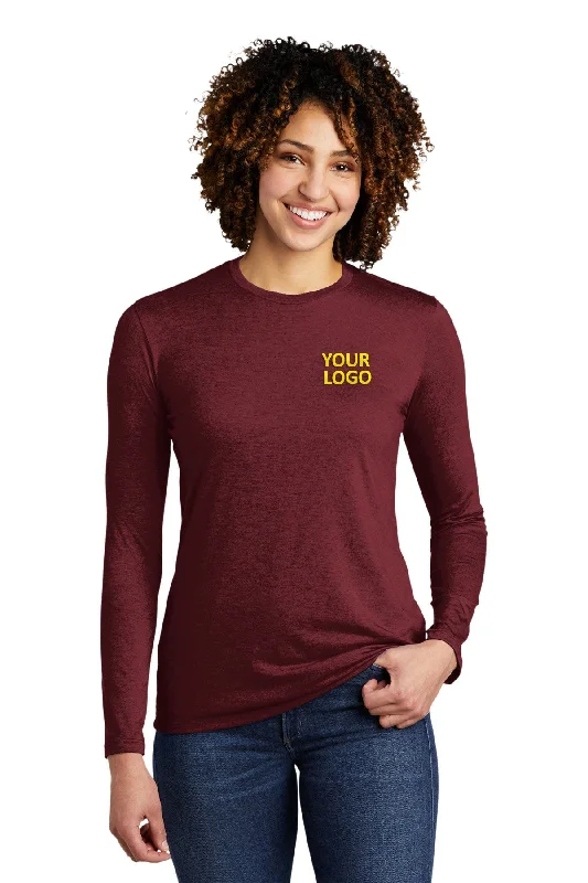 Allmade Women's Tri-Blend Branded Long Sleeve Tee, Vino Red Fashionable Trendy Casual