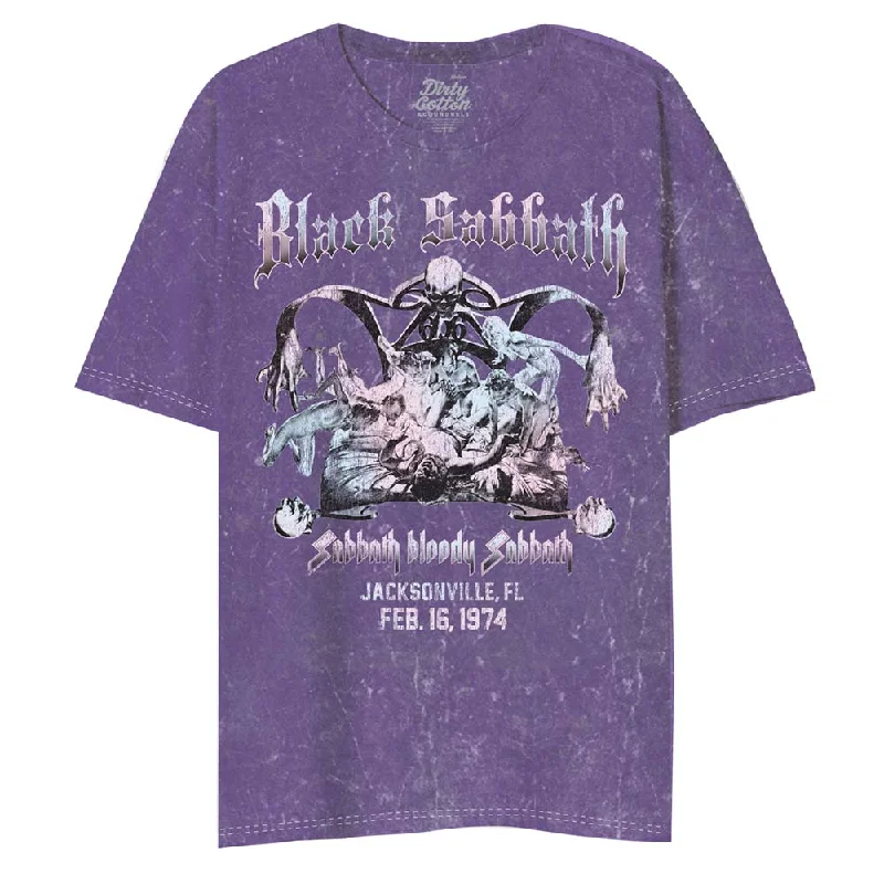 BLACK SABBATH Mineral Wash T-Shirt, Jacksonville FL 1974 Houndstooth Herringbone Solid
