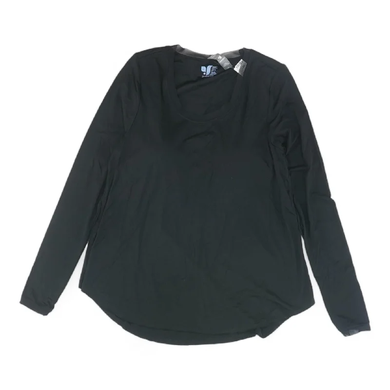 Black Solid Active T-Shirt Solid Print Embellished