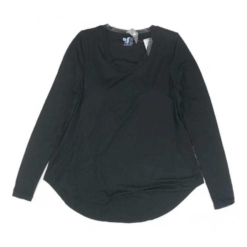 Black Solid Active T-Shirt Embroidered Appliqued Beaded