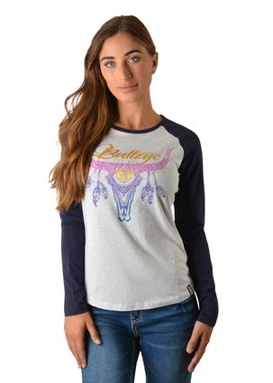 Bullzye Ladies Sunset Steer L/S Raglan Tee - B2W2506150 - ON SALE