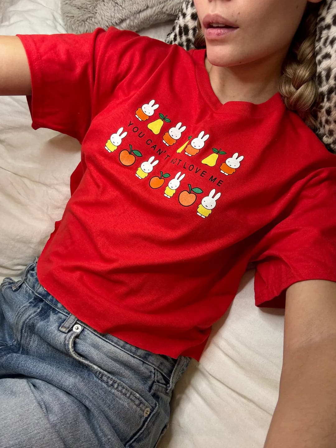 Daisy Street x Miffy You Cant Not Love Me Crop Tee Ribbed T-Shirt High Neck Heavyweight Daisy Street x Miffy You Cant Not Love Me Crop Tee Ribbed T-Shirt High Neck Heavyweight