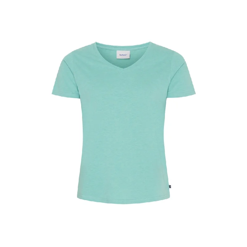 Dorthea Organic Cotton V-Neck tee - Aqua Blue