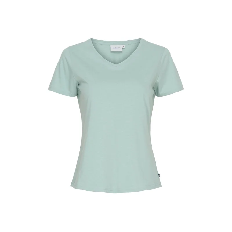 Dorthea Organic Cotton V-Neck tee - Blue Surf