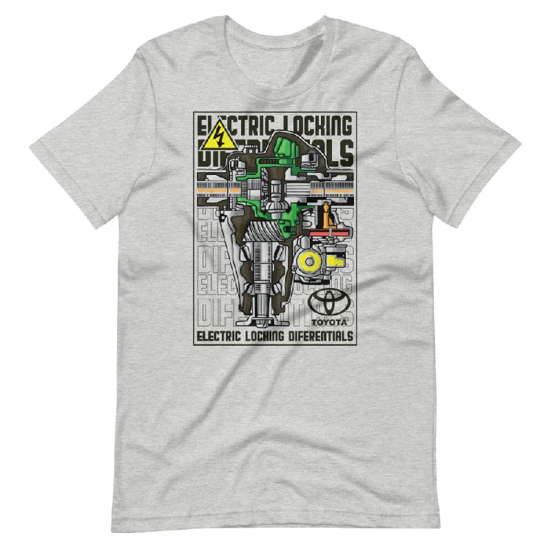 Toyota E-Locker Short-Sleeve Unisex T-Shirt Black Text Print Jacquard Patchwork