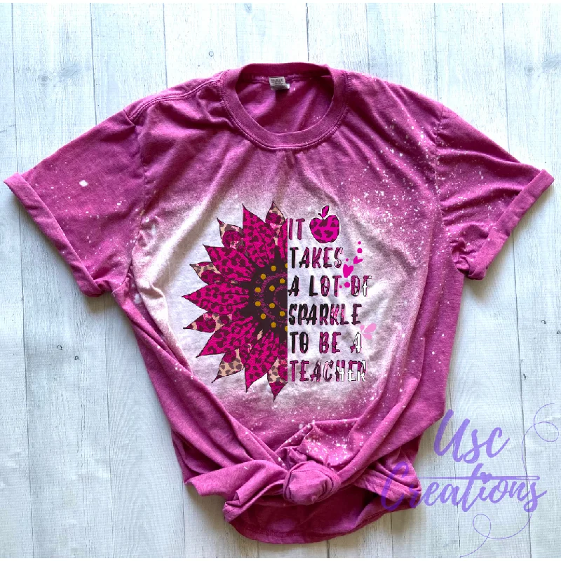 It Takes A Lot of Sparkle to be a Teacher Bleached Unisex Soft Style T-Shirt Faux Fur Fabric Real Fur Fabric Shearling Fabric It Takes A Lot of Sparkle to be a Teacher Bleached Unisex Soft Style T-Shirt Faux Fur Fabric Real Fur Fabric Shearling Fabric