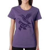 Ladies Scoop-Neck Purple 'Infinite' T-Shirt Featuring Hummingbird