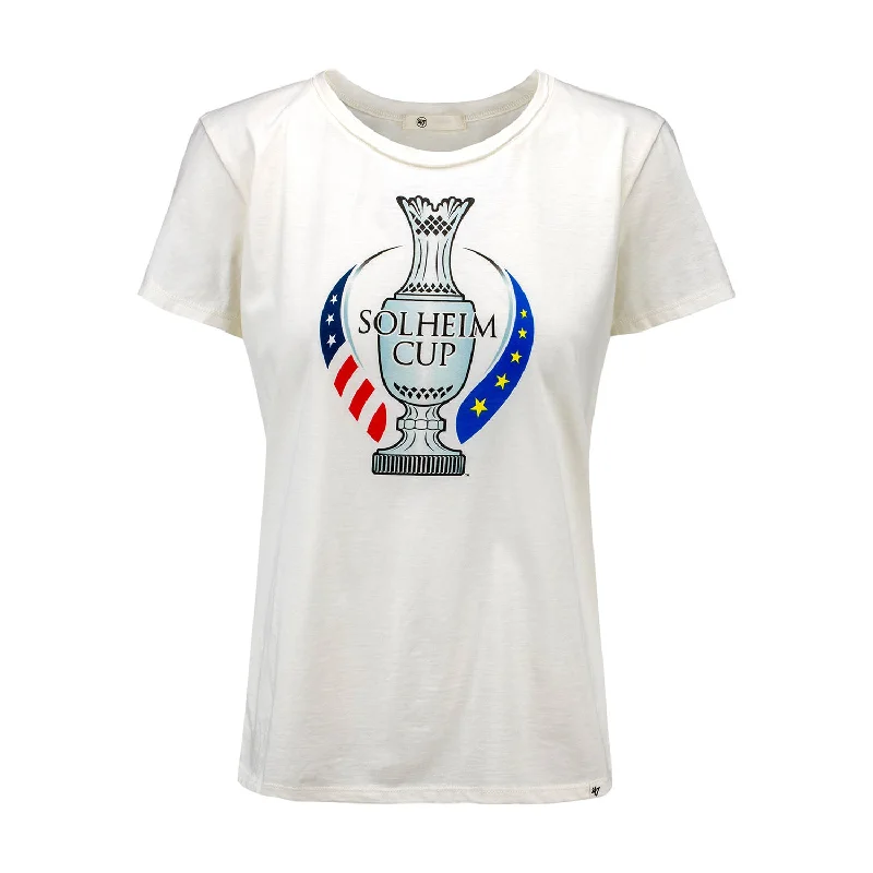 47 Brand Solheim Cup Women's Premier Frankie Short Sleeve Tee in White Graphic Embroidered Appliqued 47 Brand Solheim Cup Women's Premier Frankie Short Sleeve Tee in White Graphic Embroidered Appliqued