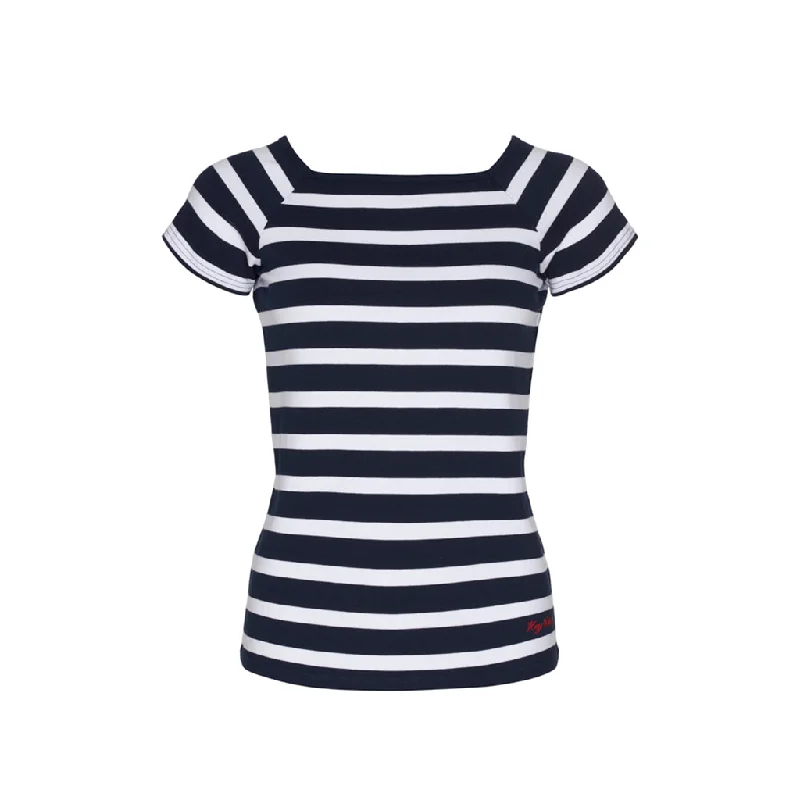 Melanie Striped Short Sleeve Tee - SR Navy/Pearl