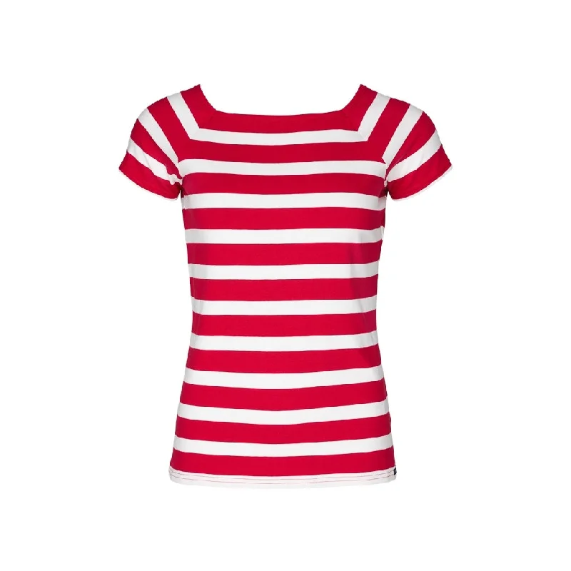 Melanie Striped Short Sleeve Tee - SR Red/Pearl