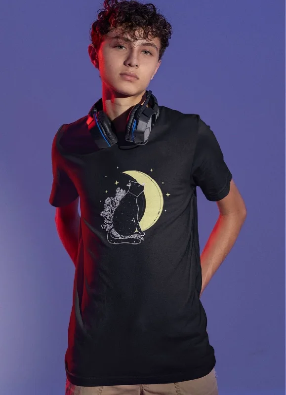 Mystical Moon Cat Graphic T-Shirt