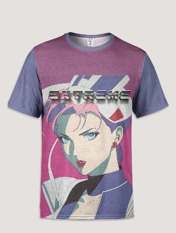 Retro Color Block Extreme Anime All Over Printed T-Shirt