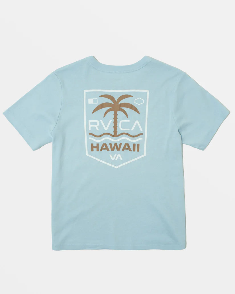 RVCA PALM SHIELD WOMENS TEE - BLUE Seamless Knitted Crochet