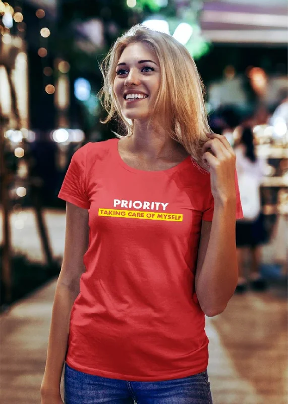 Taking Care Of Myself Women Half Sleeve T-Shirt Oversized T-Shirt Spandex breathable Taking Care Of Myself Women Half Sleeve T-Shirt Oversized T-Shirt Spandex breathable