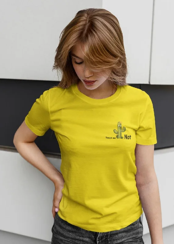 Touch Me Not Women Half Sleeve T-Shirt Collared T-Shirt Boat Neck A-Line
