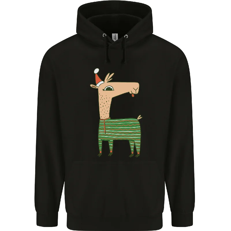 A Christmas Llama Wearing an Xmas Hat Mens 80% Cotton Hoodie Hoodie with Button Classic Timeless A Christmas Llama Wearing an Xmas Hat Mens 80% Cotton Hoodie Hoodie with Button Classic Timeless