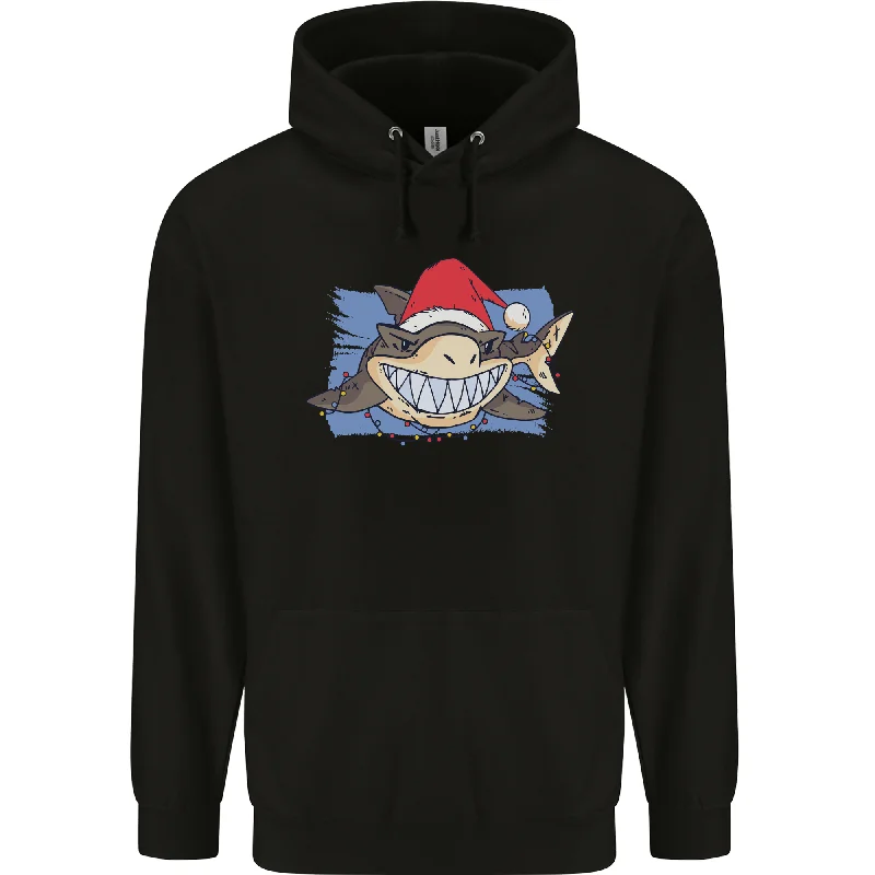 A Christmas Shark Wearing an Xmas Hat Mens 80% Cotton Hoodie Hoodie with Lace Feminine Delicate A Christmas Shark Wearing an Xmas Hat Mens 80% Cotton Hoodie Hoodie with Lace Feminine Delicate