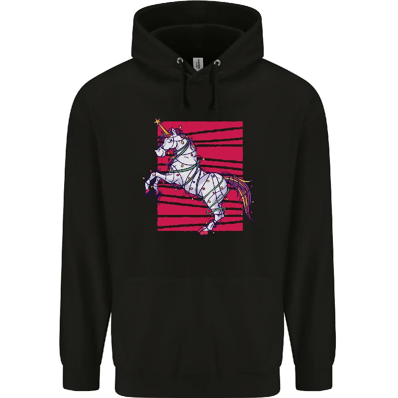 A Christmas Unicorn in Xmas Fairy Lights Mens 80% Cotton Hoodie Hoodie with Tie-Dye Psychedelic Retro A Christmas Unicorn in Xmas Fairy Lights Mens 80% Cotton Hoodie Hoodie with Tie-Dye Psychedelic Retro
