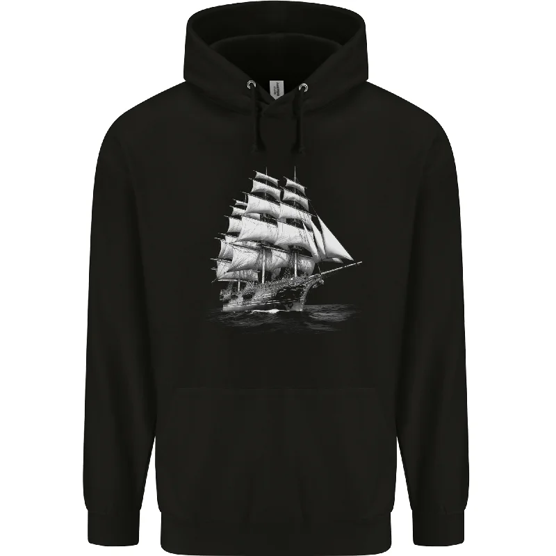 A Classic Sailing Ship Sailor Captain Navy Mens 80% Cotton Hoodie Hoodie with Distressed Vintage Worn A Classic Sailing Ship Sailor Captain Navy Mens 80% Cotton Hoodie Hoodie with Distressed Vintage Worn