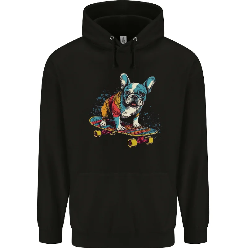 A Colourful French Bulldog on a Skateboard Mens 80% Cotton Hoodie Hoodie with Logo Branding Identity A Colourful French Bulldog on a Skateboard Mens 80% Cotton Hoodie Hoodie with Logo Branding Identity