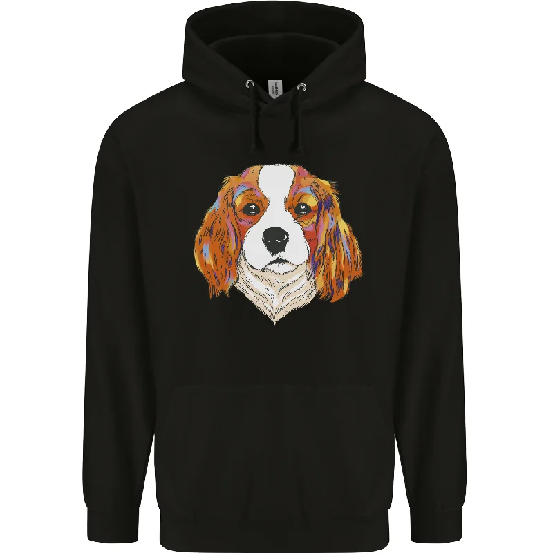 A Colourful King Charles Spaniel Dog Mens 80% Cotton Hoodie Hoodie with Rhinestones Sparkly Elegant A Colourful King Charles Spaniel Dog Mens 80% Cotton Hoodie Hoodie with Rhinestones Sparkly Elegant