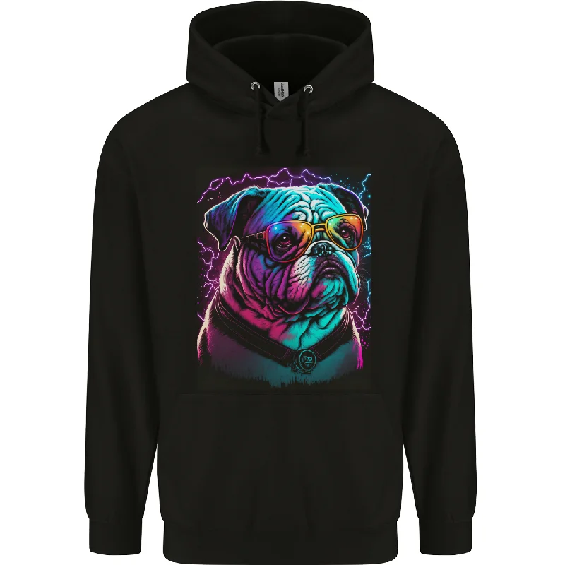 A Cool Bulldog With Glasses Dog Mens 80% Cotton Hoodie