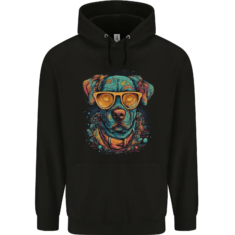 A Cool Dog With Glasses Mens 80% Cotton Hoodie