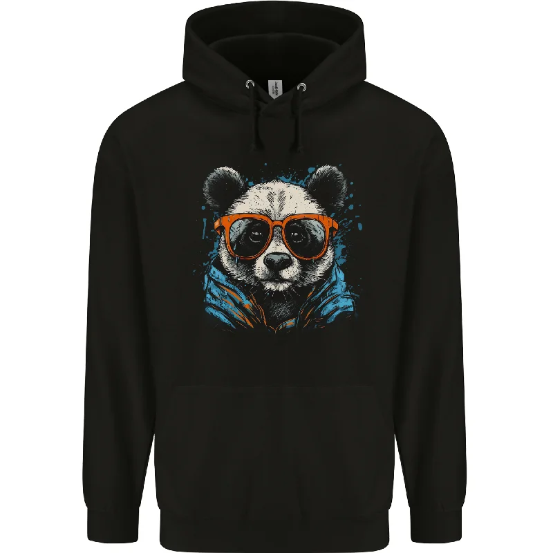 A Cool Panda Wearing Glasses Mens 80% Cotton Hoodie