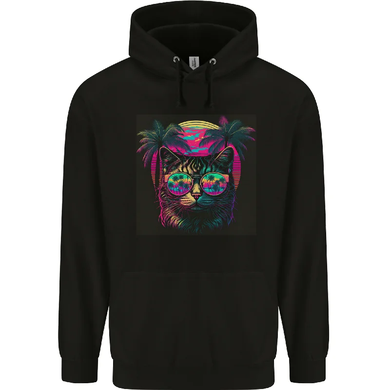 A Cool Retro Cat Mens 80% Cotton Hoodie